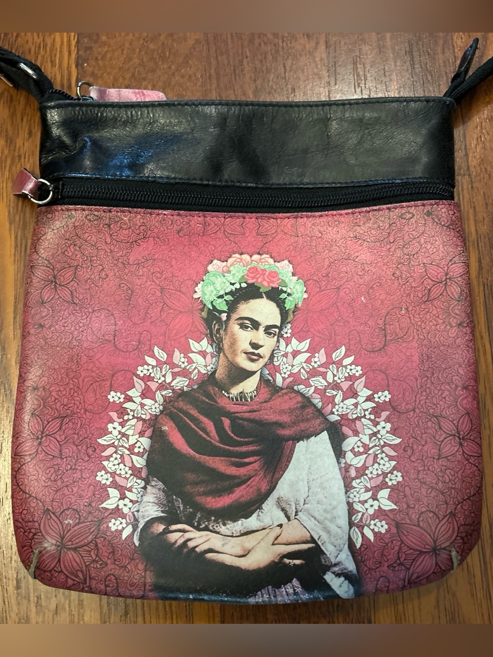 Frida Kahlo Kurben Artistic Floral Crossbody Purse Bag Zipper Compartments